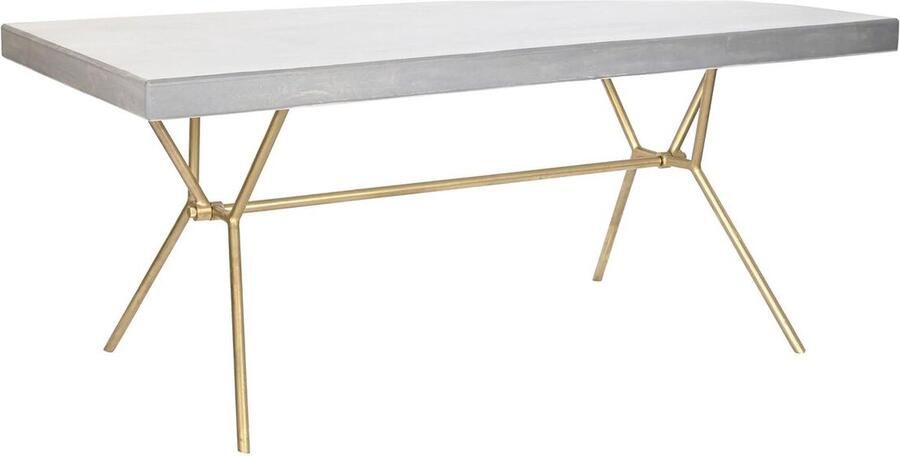DKD Home Decor Eettafel Grijs Gouden Wit Blik Mangohout (180 x 90 x 76 cm)