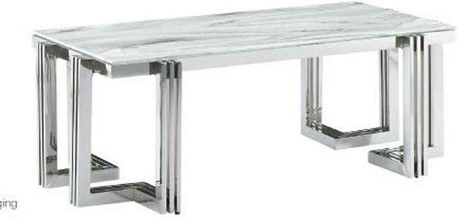 DKD Home Decor Eettafel Kristal Zilverkleurig Staal 180 x 90 x 76 cm Wit
