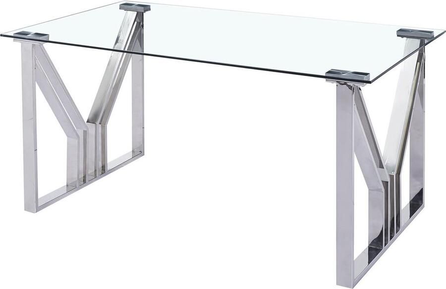 DKD Home Decor Eettafel Kristal Zilverkleurig Transparant Staal 180 x 90 x 75 cm