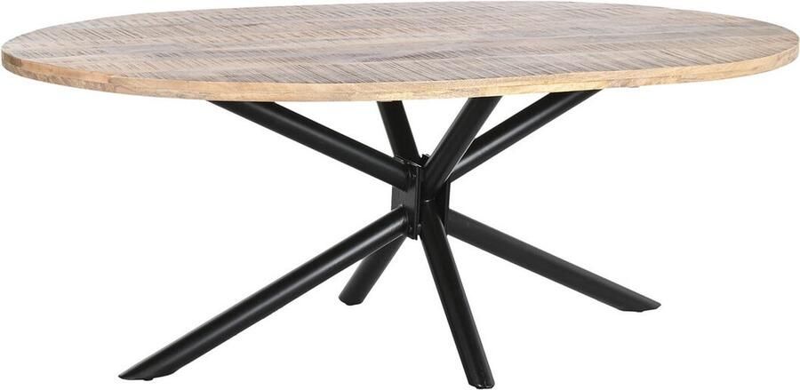DKD Home Decor Eettafel Natuurlijk Zwart Metaal Mangohout 200 x 100 x 76 cm