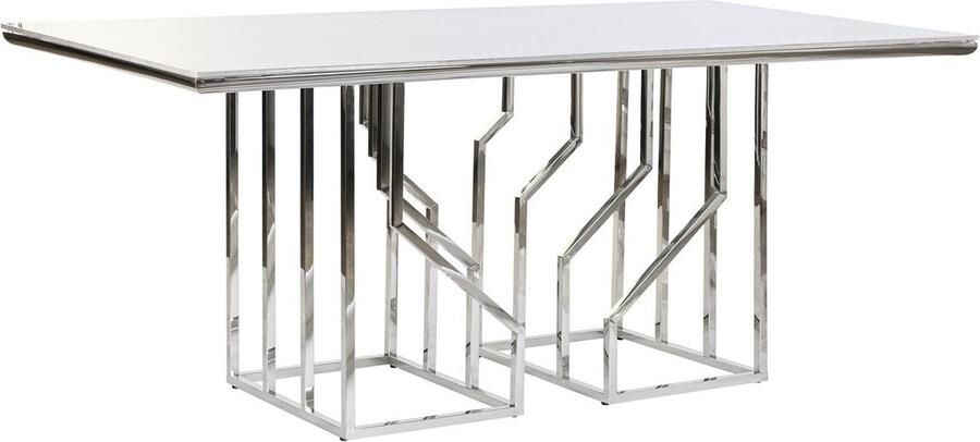 DKD Home Decor Eettafel Zilverkleurig Kristal Staal 180 x 90 x 75 cm Wit
