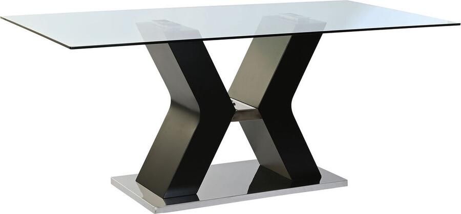 DKD Home Decor Eettafel Zwart Gehard glas Hout MDF (180 x 90 x 76 cm)