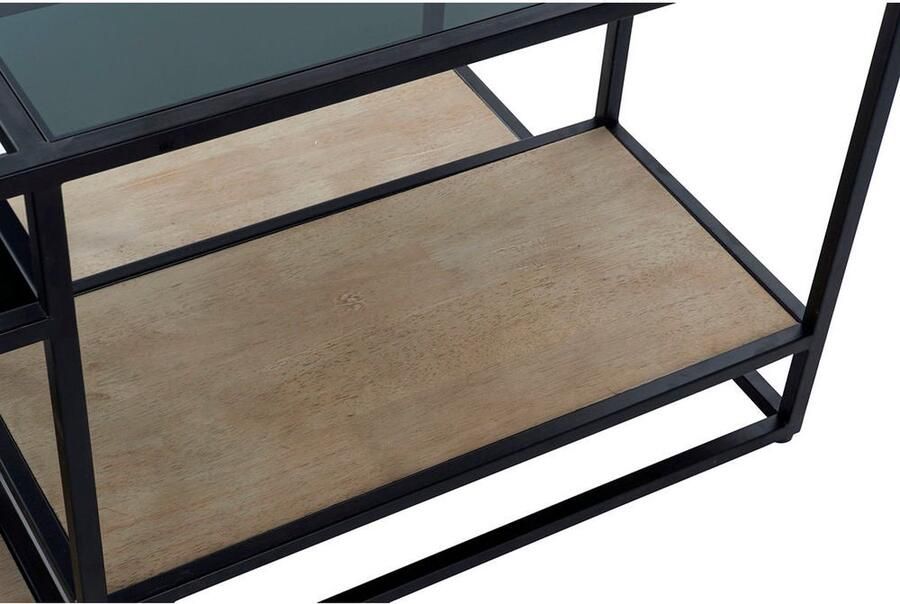 DKD Home Decor Bijzettafel 8424001787234 Zwart Multicolour Natuurlijk Hout Metaal Spiegel 120 x 60 x 50 cm