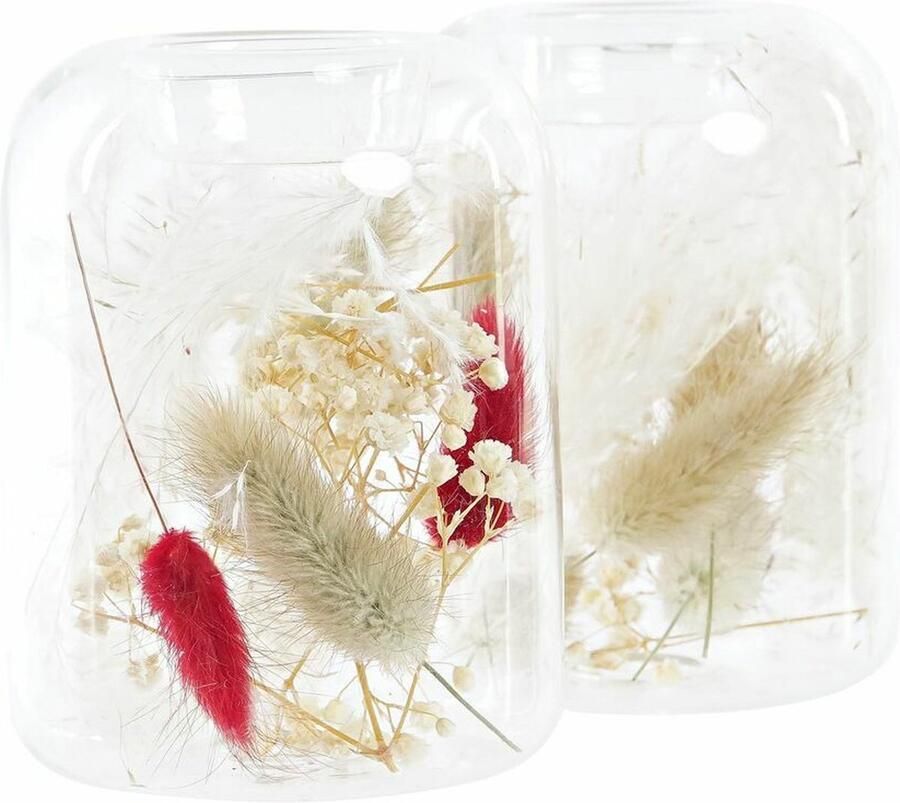 DKD Home Decor Kaarshouder Gedroogde bloem Kristal (8 x 8 x 11 cm) (2 Stuks)
