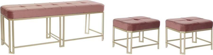 DKD Home Decor Kruk Roze Metaal Fluweel (120 x 40 x 46 cm)