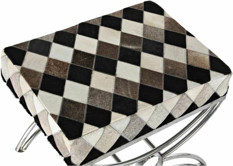 DKD Home Decor Kruk Wit Bruin Zwart Zilverkleurig Wit Zwart Staal 53 x 40 x 43 cm