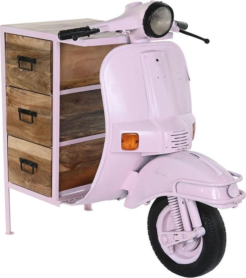 DKD Home Decor Ladenkast 100 x 68 x 105 cm Metaal Motorfiets Licht Roze Mangohout