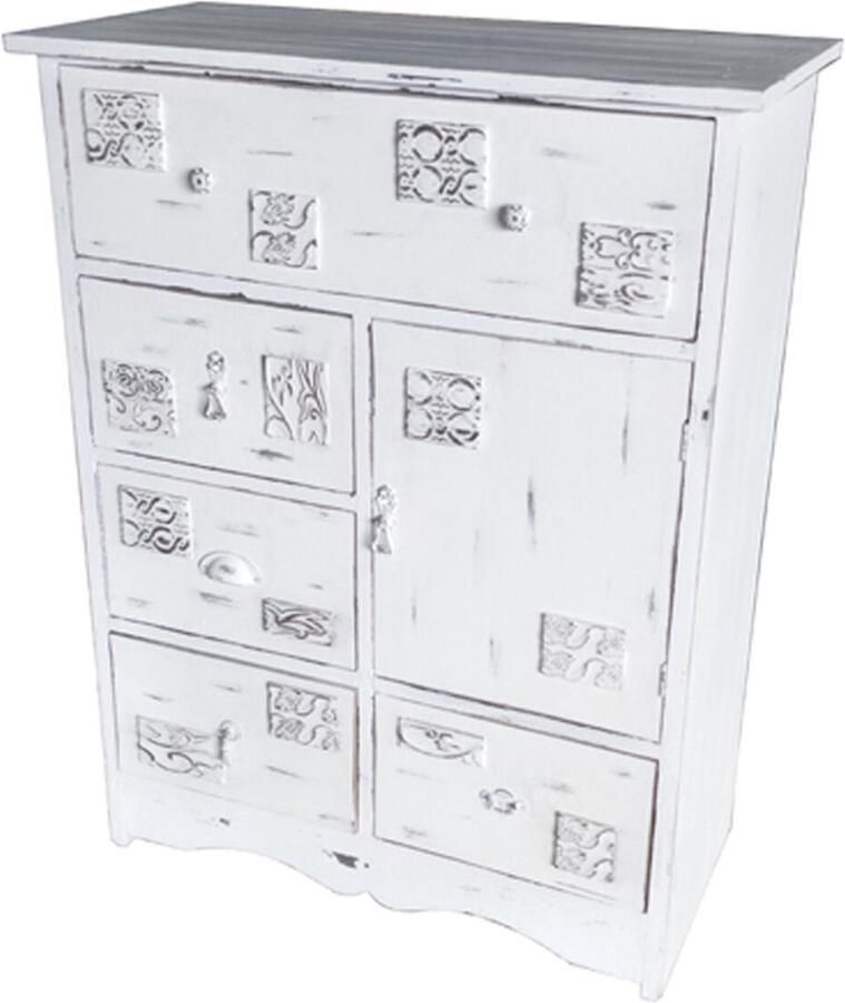 DKD Home Decor Ladenkast 78 x 38 x 102 cm Hout Wit Versleten