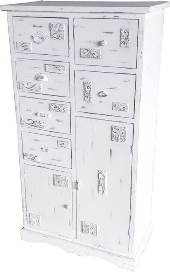 DKD Home Decor Ladenkast Hout Wit Versleten (69 x 38 x 130 cm)