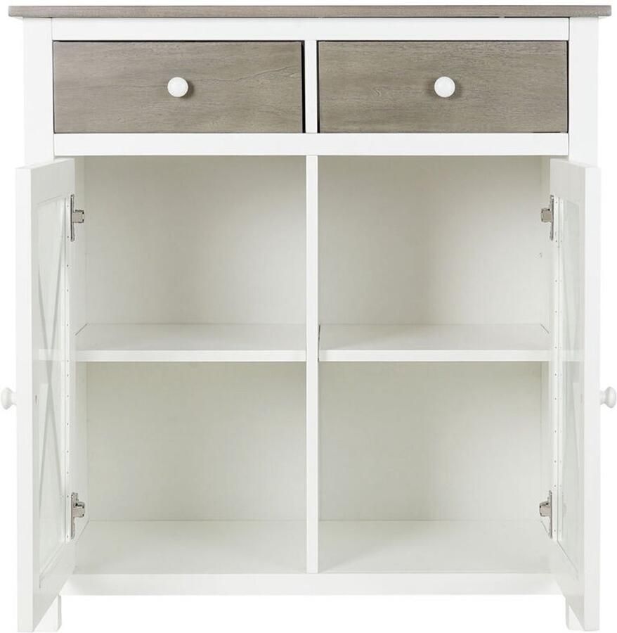 DKD Home Decor Ladenkast Wit Grijs Kristal Populier Cottage 80 x 40 x 85 cm