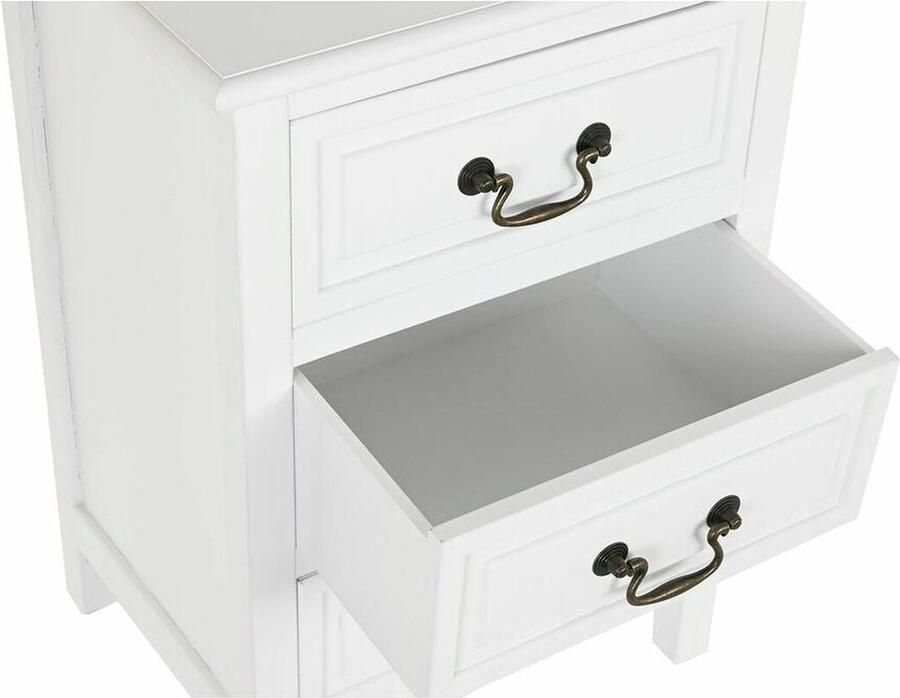 DKD Home Decor Nachtkastje 47 x 36 x 67 cm Spar Natuurlijk Wit