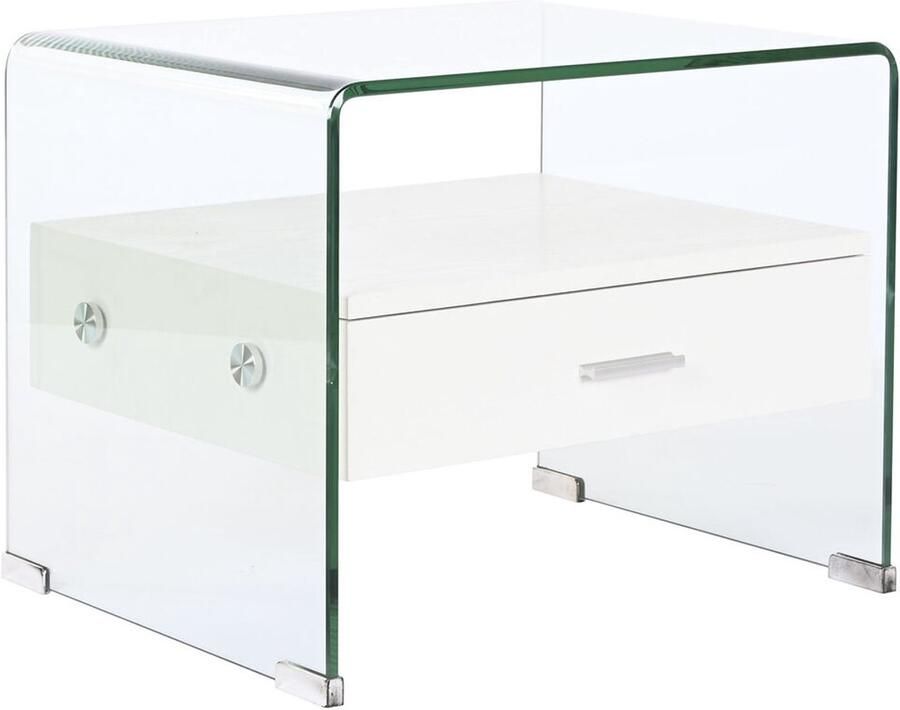 DKD Home Decor Nachtkastje Wit Transparant Kristal Hout MDF 50 x 40 x 45 5 cm