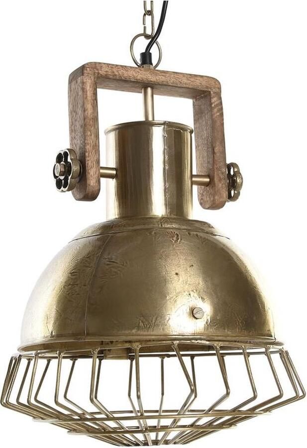 DKD Home Decor Plafondlamp 31 x 31 x 48 cm Gouden Bruin Ijzer Mangohout 50 W