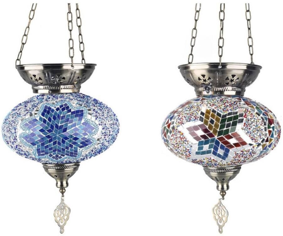 DKD Home Decor Plafondlamp 25 x 25 x 49 cm Kristal Metaal Multicolour 25 x 25 x 40 cm 50 W (2 Stuks)