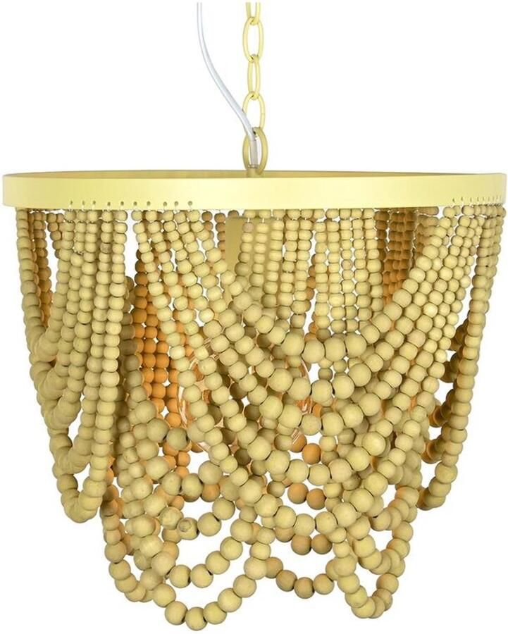 DKD Home Decor Plafondlamp Metaal Bruin Geel 50 W Hout MDF (35 x 35 x 95 cm)