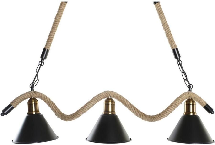 DKD Home Decor Plafondlamp Natuurlijk Zwart Metaal Touw 50 W (85 x 18 x 20 cm)