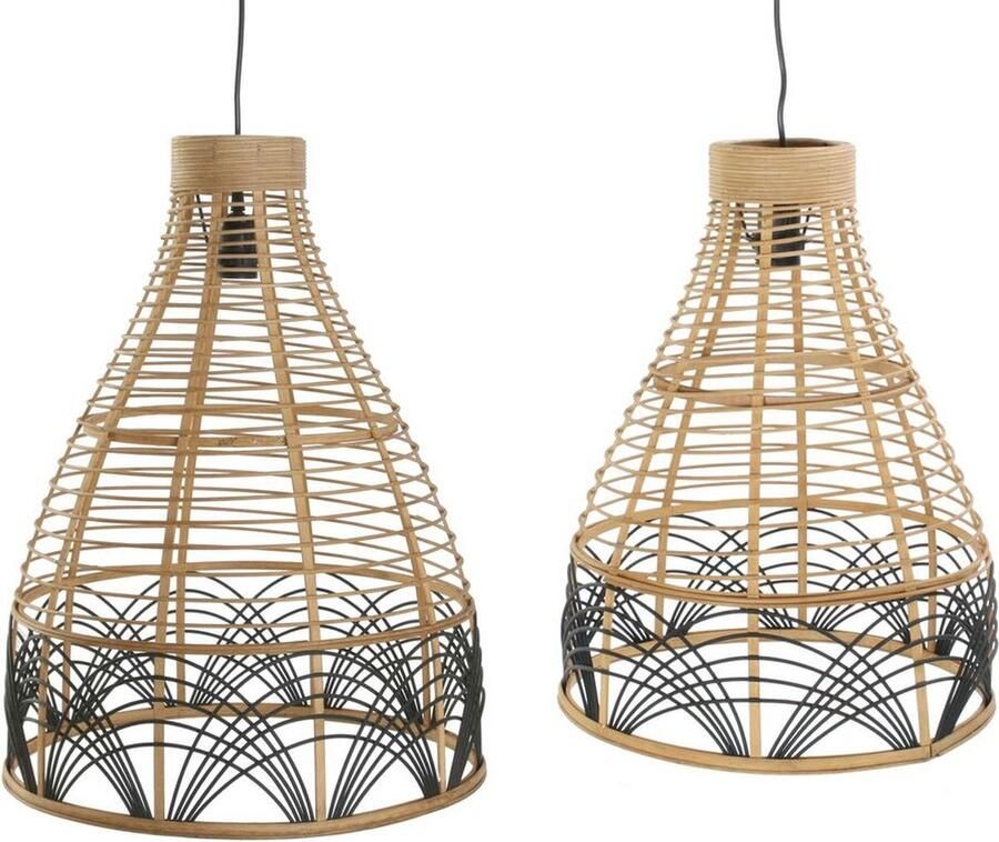 DKD Home Decor Plafondlamp Tweekleurig Rotan 50 W (45 x 45 x 60 cm)