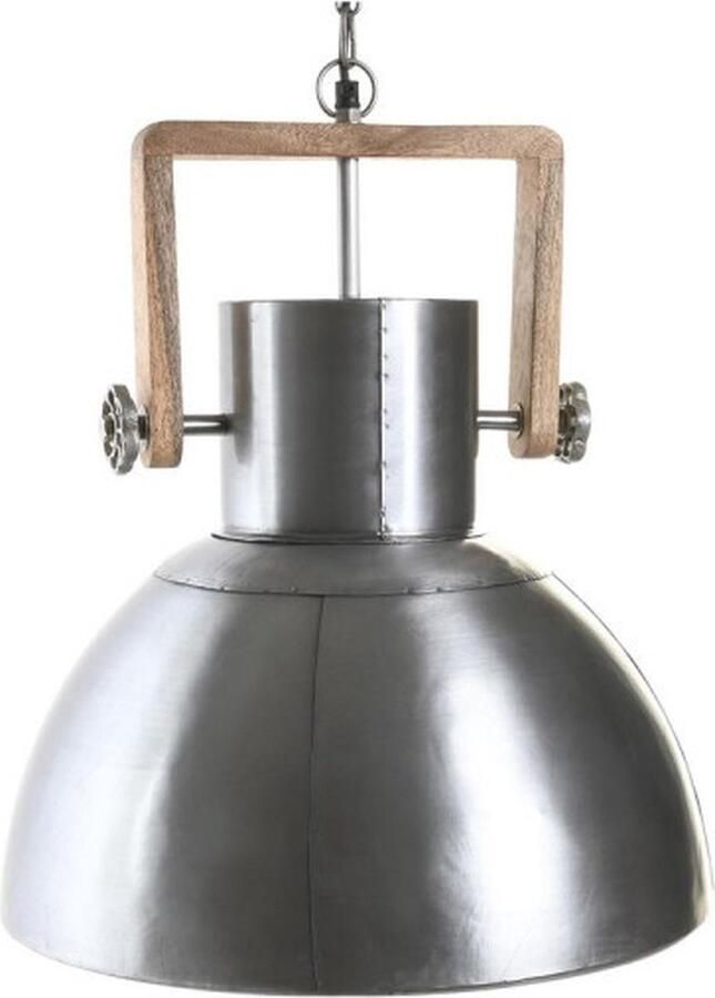 DKD Home Decor Plafondlamp Zilverkleurig Bruin Ijzer Mangohout 50 W 40 x 40 x 47 cm