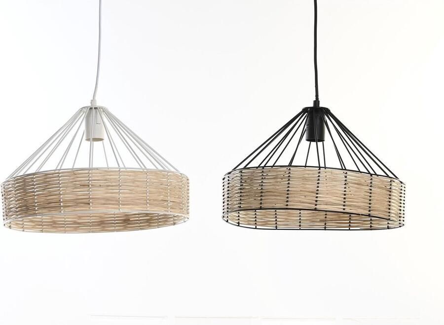 DKD Home Decor Plafondlamp Zwart Metaal Rotan 50 W (35 x 35 x 22 cm) (2 Stuks)