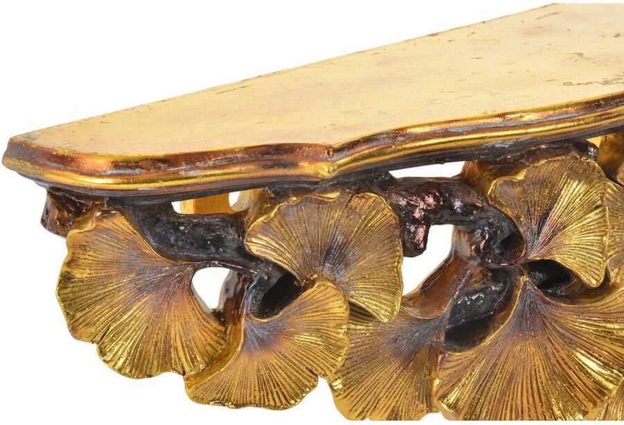 DKD Home Decor Planken Gouden Blad van een plant Hars 46 x 11 5 x 14 cm