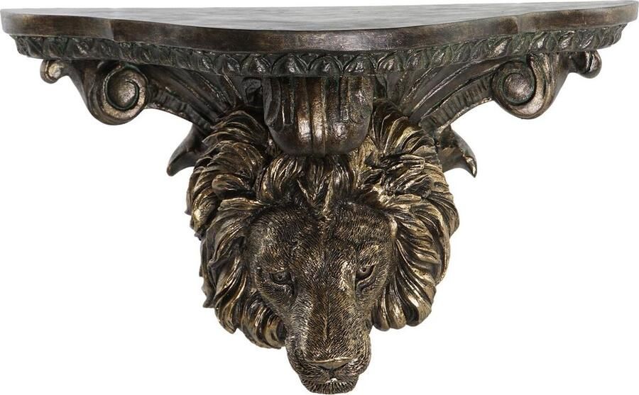 DKD Home Decor Planken Gouden Leeuw Hars (36 5 X 16 5 X 21 Cm)