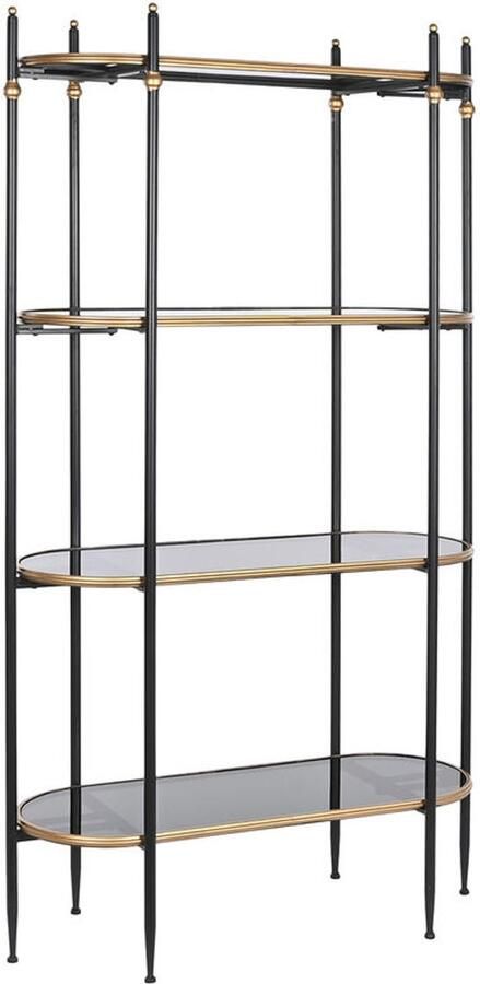 DKD Home Decor Planken Zwart Gouden Metaal Kristal 103 x 42 x 180 cm