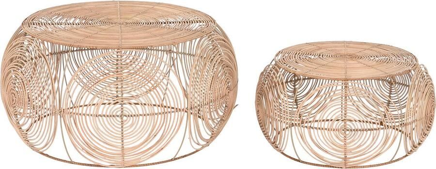 DKD Home Decor Set van 2 tafels 80 x 80 x 40 cm Lichtbruin