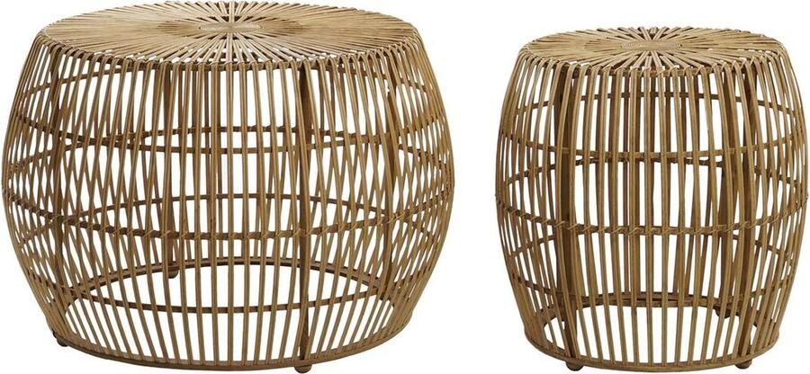 DKD Home Decor Set van 2 tafels Lichtbruin Bamboe (70 x 70 x 50 cm)