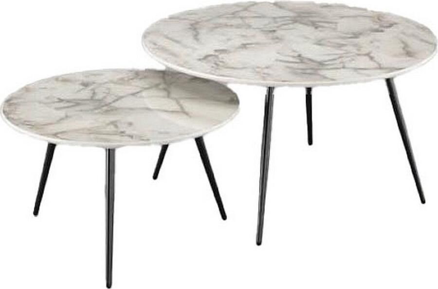 DKD Home Decor Set van 2 tafels Staal Hars (80 x 80 x 45 cm)