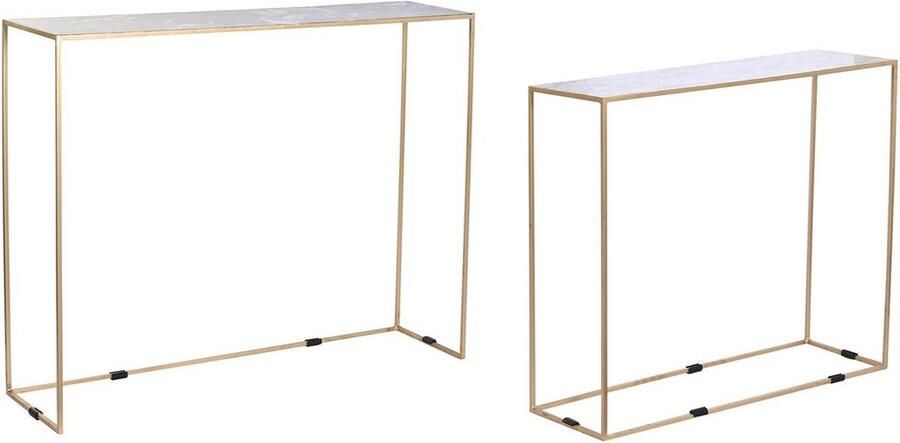 DKD Home Decor Set van 2 tafels Zwart Gouden Wit Ijzer (100 x 28 x 80 cm)