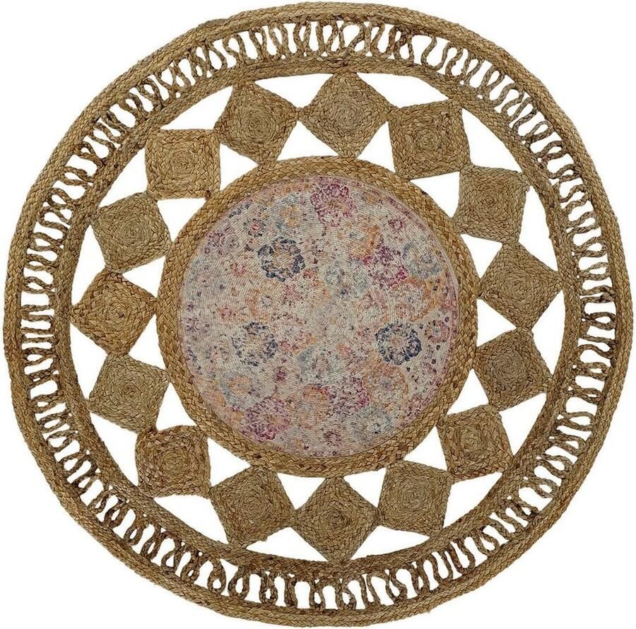 DKD Home Decor Tapijt Jute Katoen Boho (160 x 160 x 0.5 cm)