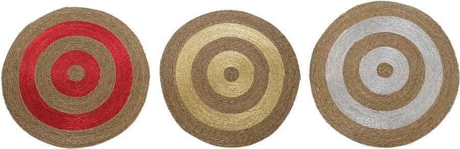 DKD Home Decor Tapijt Vezel Zeegras (90 x 90 x 2 cm) (3 Stuks)