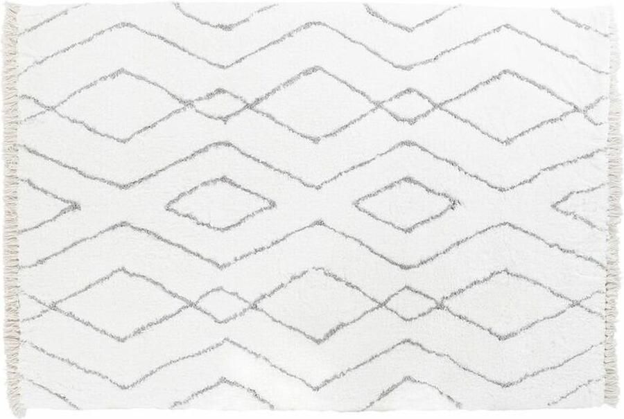 DKD Home Decor Tapijt Wit Grijs Ruiten Scandi Ø 9 4 cm 120 x 180 x 3 cm