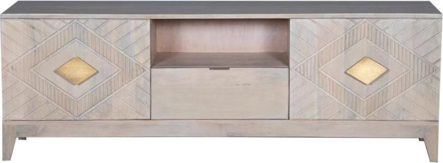 DKD Home Decor Tv-meubel 175 x 40 x 60 cm Beige Metaal Mangohout