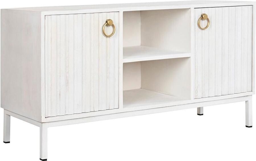 DKD Home Decor Tv-meubel Gouden Metaal Wit Mangohout 120 x 40 x 60 cm