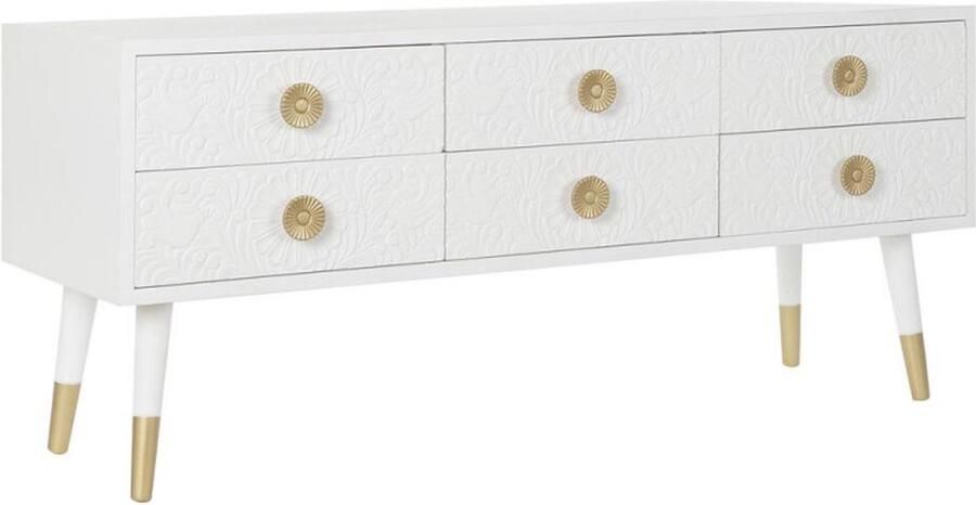 DKD Home Decor Tv-meubel Wit Gouden Spar Hout MDF 120 x 42 x 54 cm