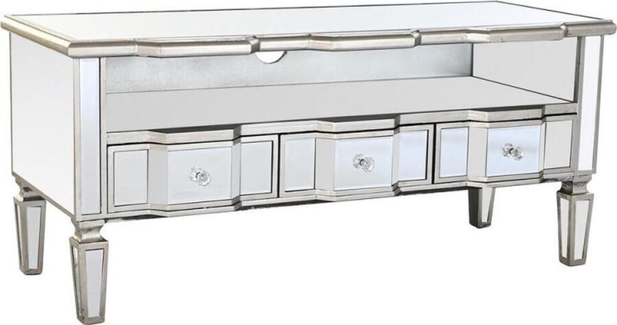 DKD Home Decor Tv-meubel Zilverkleurig 112 x 45 x 50 cm Spiegel Hout MDF