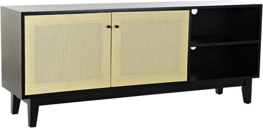 DKD Home Decor Tv-meubel Zwart Spar Rotan (160 x 65 x 38 cm)