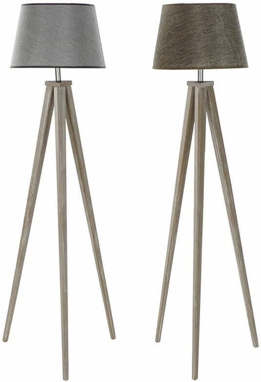 DKD Home Decor Vloerlamp 40 x 40 x 154 cm Natuurlijk Grijs Bruin 250 V 60 W Pijnboom (2 Stuks)