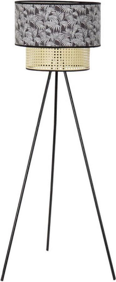 DKD Home Decor Vloerlamp Natuurlijk Zwart Metaal Palmen Polyester Koloniaal (60 x 60 x 129 cm)