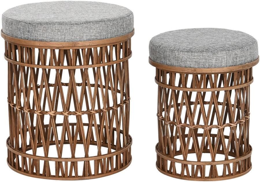 DKD Home Decor Voetensteun 40 x 40 x 48 cm Grijs Bruin Bamboe Tropisch