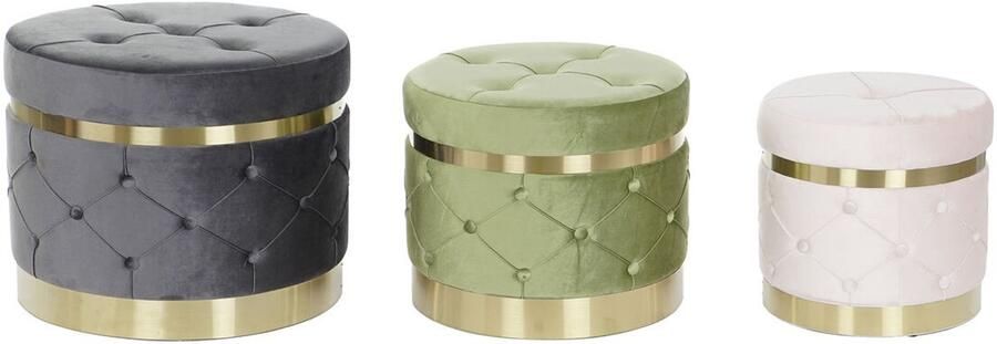 DKD Home Decor Voetensteun 60 x 60 x 47 cm Fluweel Hout MDF