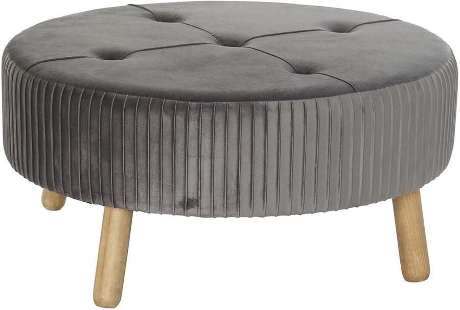 DKD Home Decor Voetensteun 80 x 80 x 38 cm Scandi Grijs Hout Fluweel Donker grijs Velvet