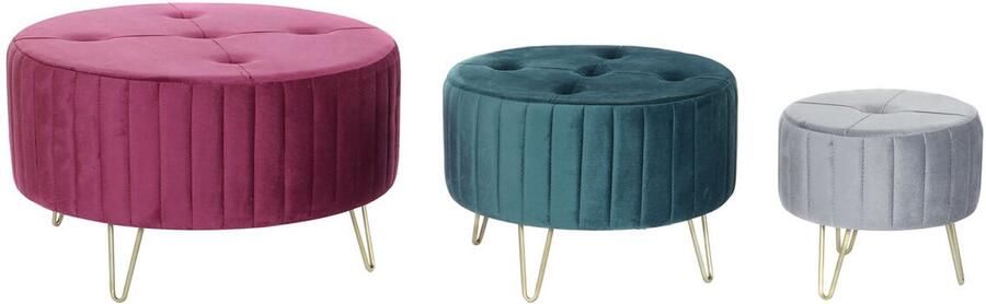 DKD Home Decor Voetensteun 80 x 80 x 45 cm Metaal Polyester Fluweel