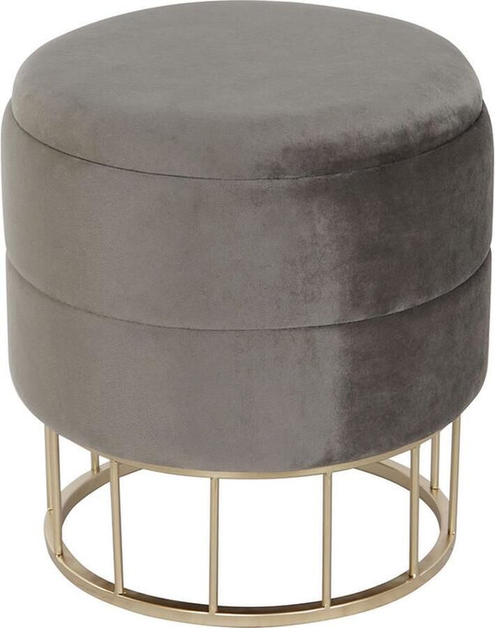 DKD Home Decor Voetensteun Gouden Donker grijs Polyester Metaal 38 x 38 x 41 cm