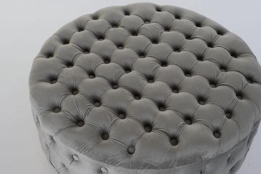 DKD Home Decor Voetensteun Grijs Polyester Hout MDF (78 x 78 x 40 cm)