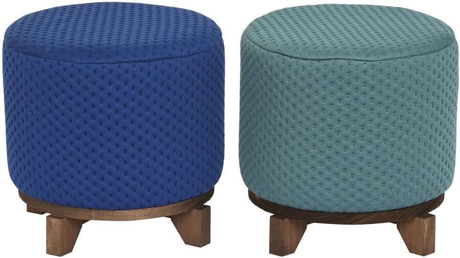 DKD Home Decor Voetensteun Hout 30 x 30 x 30 cm Groen Marineblauw (2 Stuks)