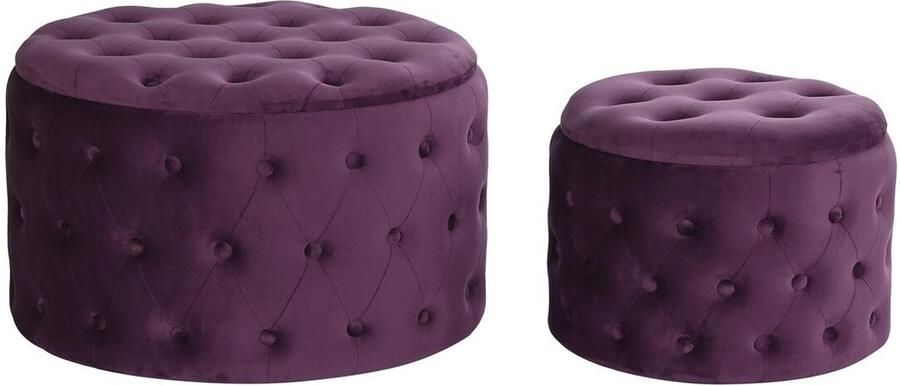 DKD Home Decor Voetensteun Paars Polyester Bordeaux Hout MDF (70 x 70 x 42 cm)