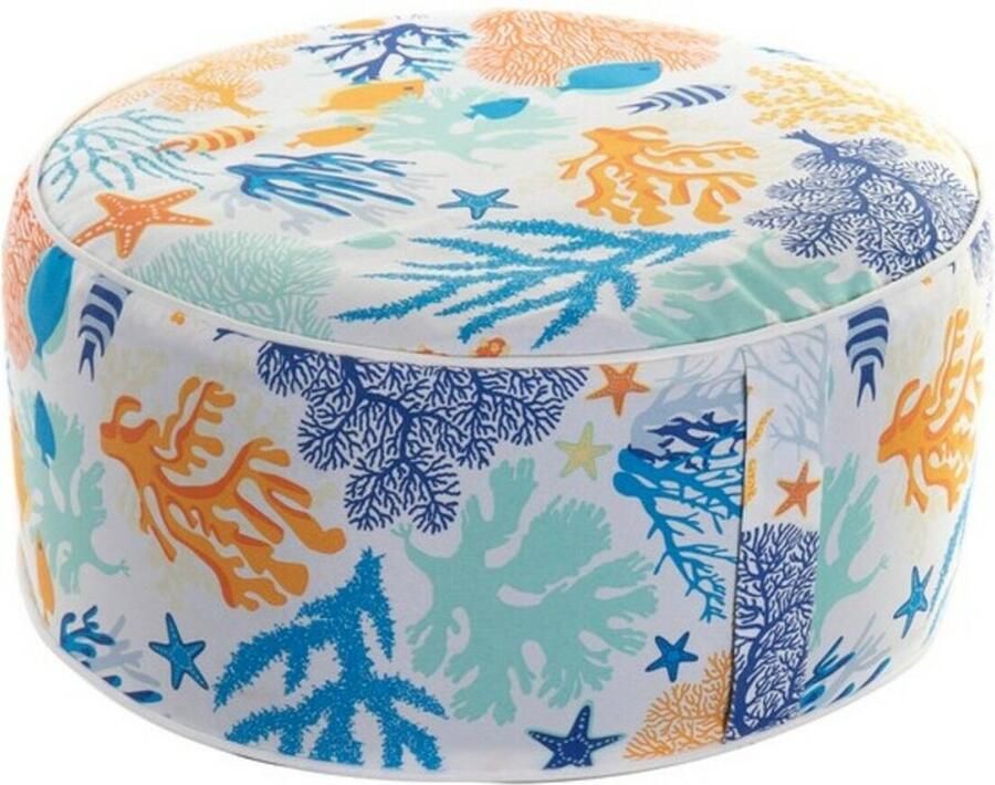 DKD Home Decor Voetensteun S3006956 Oceaan Blauw Polyester Koraal Aluminium (53 x 53 x 23 cm)