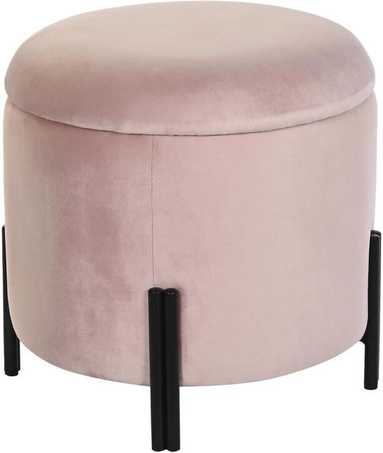 DKD Home Decor Voetensteun Zwart Roze Metaal Polyester (42 x 42 x 42 cm)